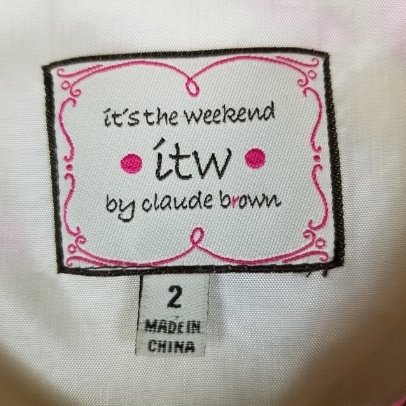 ITW Linen Retro Style Print One Button Swing Blazer Jacket Size 2 Short Sleeve - Picture 9 of 16